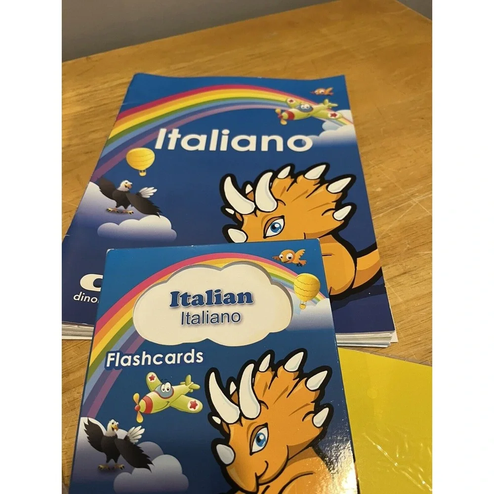 Dino Lingo DVD Program Italian Language Learning 6 Discs Flashcards Songs‎ Books